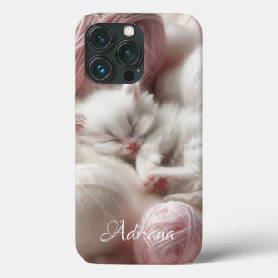 Niedliche White Kitten in Balls aus Garn Personali Case-Mate iPhone Hülle