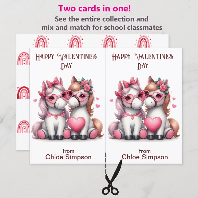 Niedliche White Ponies Kinderkarte Valentine Postkarte (Von Creator hochgeladen)