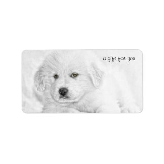 Niedliche White Puppy Cushion Geschenketiketten Adressaufkleber