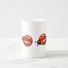 Niedliche White & Red Ladybug Knochen-China Prozellantasse