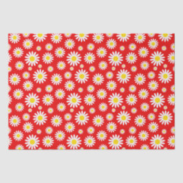 Niedliche White Summer Daisies on Red Seidenpapier