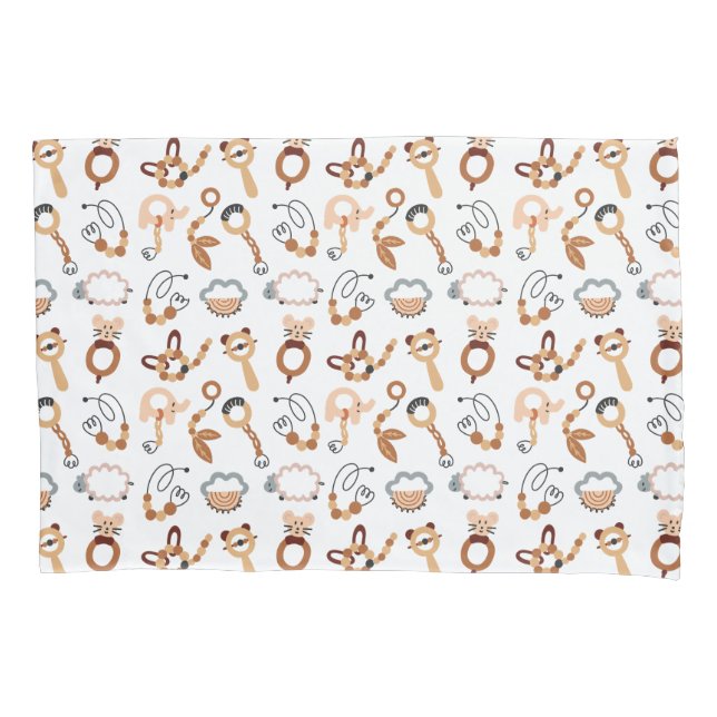 Niedliche White Toy Boho Muster Illustration Kissenbezug (Vorderseite)