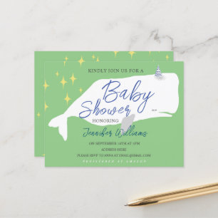 Niedliche White Whale Baby Dusche Einladung Postkarte
