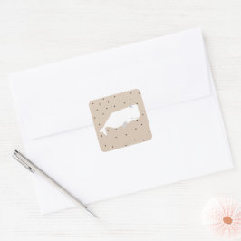 Niedliche White Whale Baby Dusche Neutral Beige Quadratischer Aufkleber