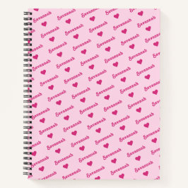 Niedliche Wiederholung Name & Herz Girly Pink Notizbuch