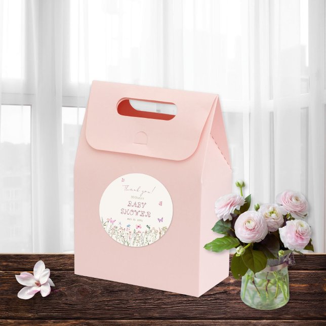 Niedliche Wildblume Baby Girl Babydusche Runder Aufkleber (Von Creator hochgeladen)