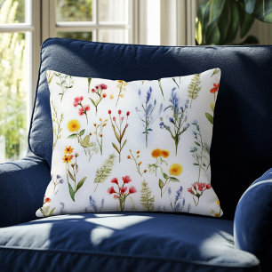 Niedliche Wildblume Wasserfarbener Botanischer Som Kissen