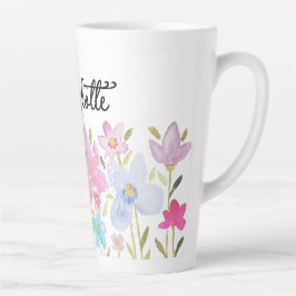 Niedliche Wildblumen Illustration Mit Monogramm Milchtasse