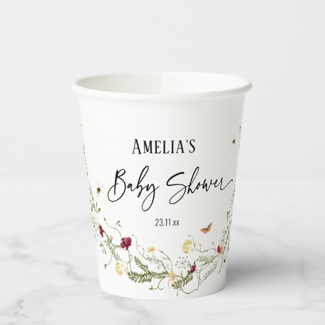 Niedliche Wildblumen Kinderdusche Party Pappbecher (Links)