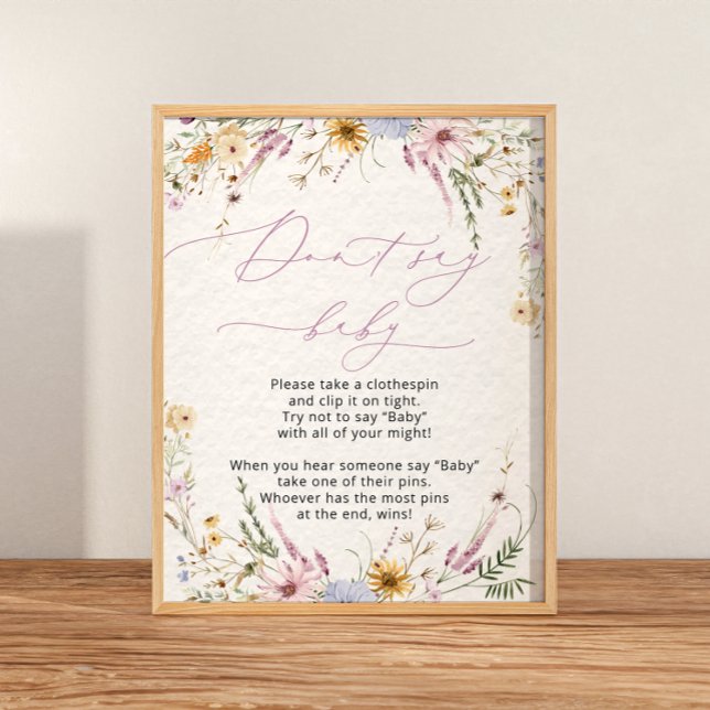 Niedliche Wildblumen mit Blumen sagen kein Babypos Poster (Von Creator hochgeladen)
