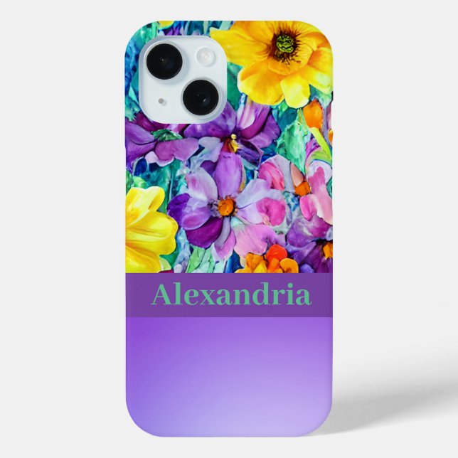 Niedliche Wildblumen Personalisiert Wasserfarben Case-Mate iPhone Hülle (Rückseite)