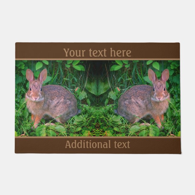 Niedliche Wildbraun-Kaninchen-Wildtiere Personalis Fußmatte (Vorderseite)