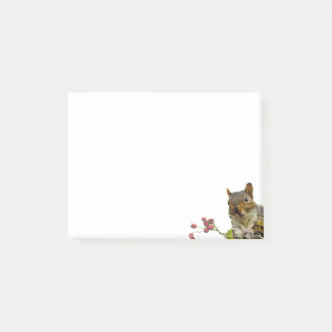 Niedliche wilde Eichhörnchen auf Weiß Post-it Klebezettel