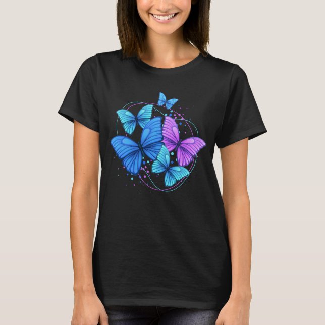 Niedliche wilde und spärliche bunte Schmetterlinge T-Shirt (Vorderseite)