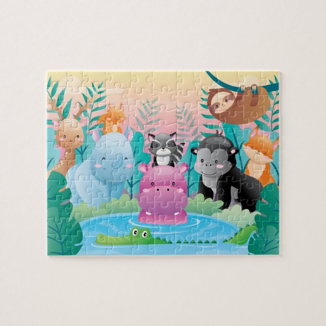 Niedliche Wildtiere Kinderpuzzle (Horizontal)