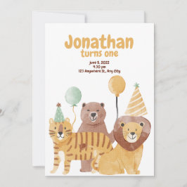 Niedliche Wildtiere zum Geburtstag Einladung