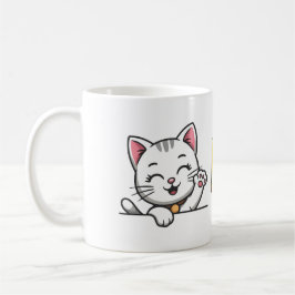 Niedliche winkende Katze Hallo Bunte Retro-Kaffeet Kaffeetasse