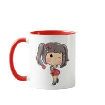 Niedliche Winking Chibi Girl mit Pigtails Tasse