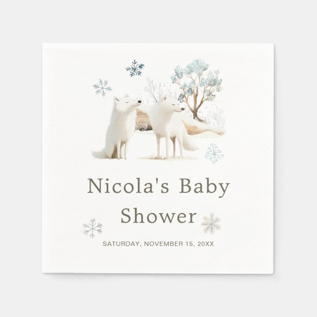 Niedliche Winter Arctic Wolf Babydusche Serviette (Vorderseite)