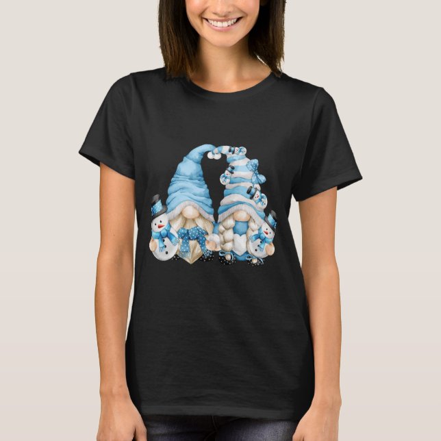 Niedliche Winter Lover Matching Gnomes für Frauen  T-Shirt (Vorderseite)