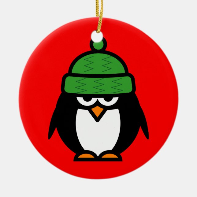 Niedliche Winter Penguin-Cartoon Keramikornament (Vorne)