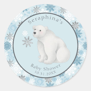 Niedliche Winter Polar Bear Baby Dusche Runder Aufkleber