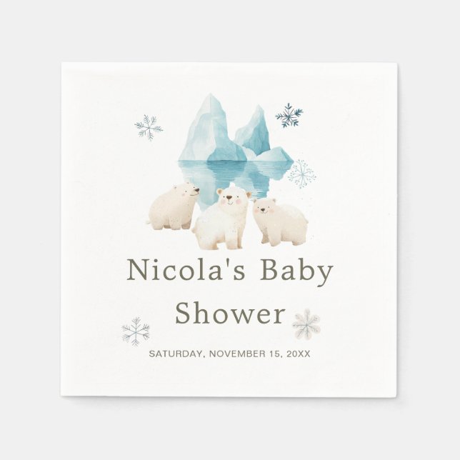 Niedliche Winter Polar Bears Kinderdusche Serviette (Vorderseite)