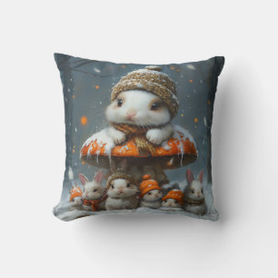 Niedliche Winterböhnen mit Mushroom Throw Toss Pil Kissen