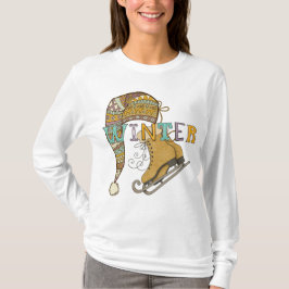 Niedliche Wintereis-Skate Strumpf-Cap-Abbildung T-Shirt