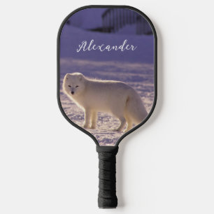 Niedliche Winterfotografie des Schneefräses Pickleball Schläger