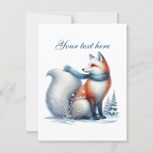 Niedliche Winterfuchs-Liebhaber fügen Text hinzu Postkarte