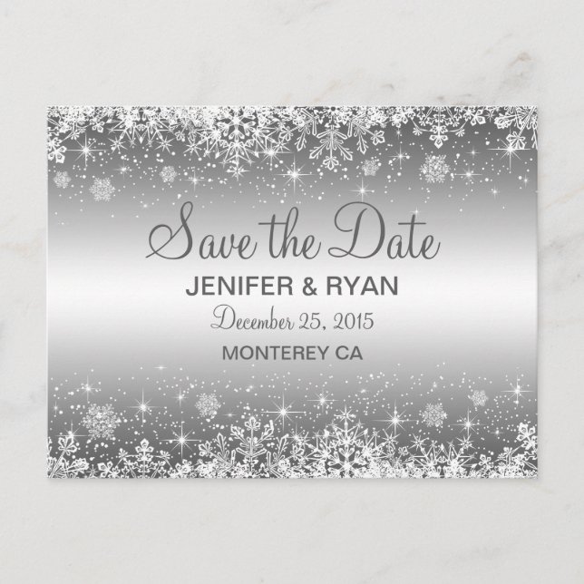 Niedliche Winterhochzeit Save the Date Postkarte (Vorderseite)