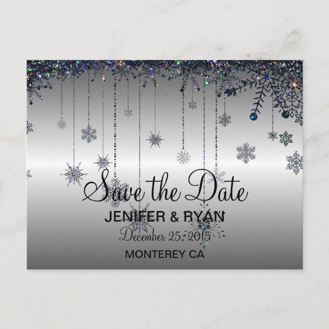 Niedliche Winterhochzeit Save the Date Postkarte (Vorderseite)