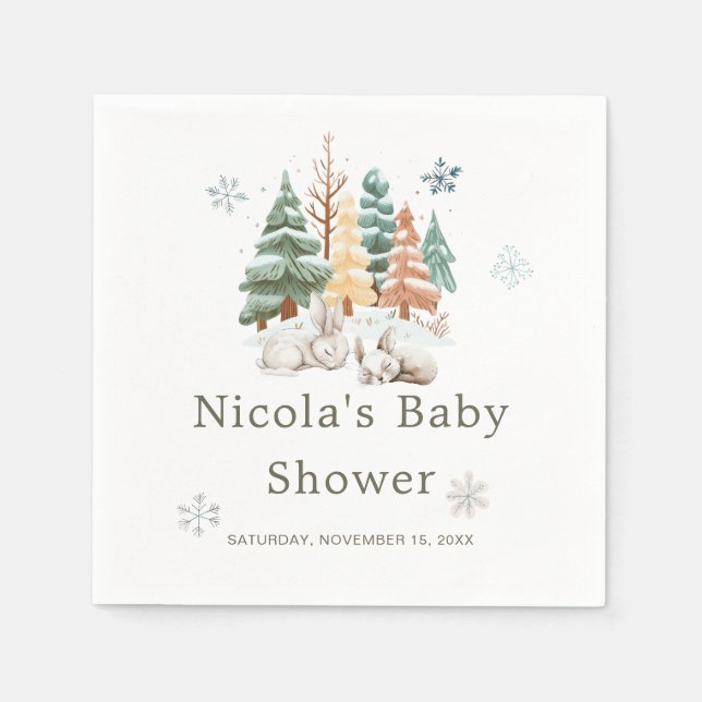 Niedliche Winterkaninchen Kinderdusche Serviette (Vorderseite)