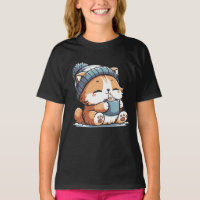 Niedliche Winterkatze mit Beanie Cozy Kawaii Tier
