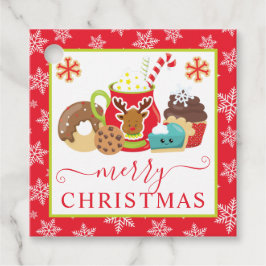 Niedliche Winterkekse und Kakao-Weihnachten Geschenkanhänger
