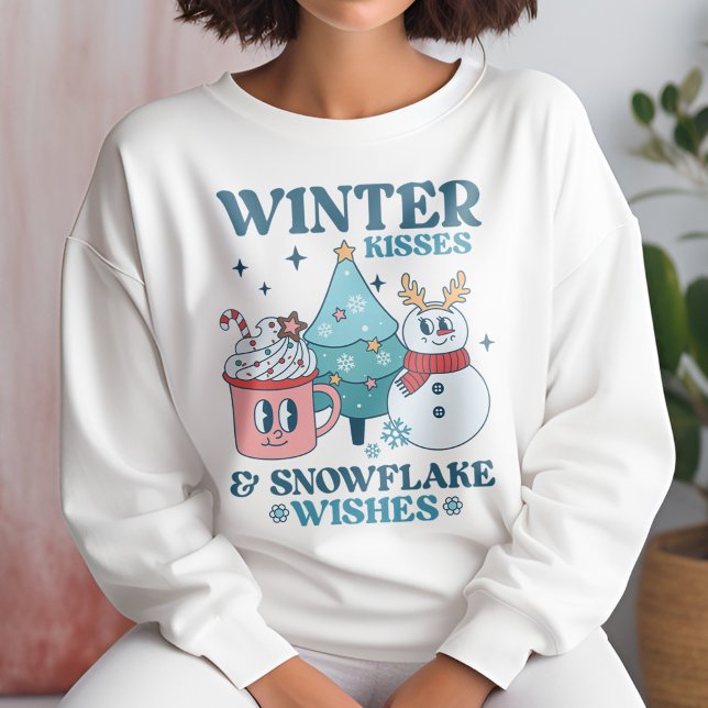 Niedliche Winterküsse & Schneeflocken Winterwünsch Sweatshirt (Von Creator hochgeladen)