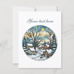 Niedliche Winterlandschaft anpassbar Postkarte