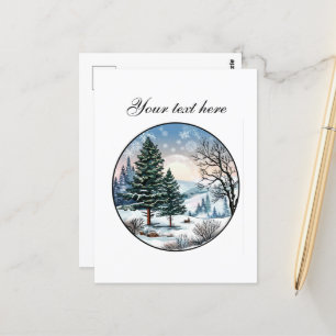 Niedliche Winterlandschaft anpassbar Postkarte