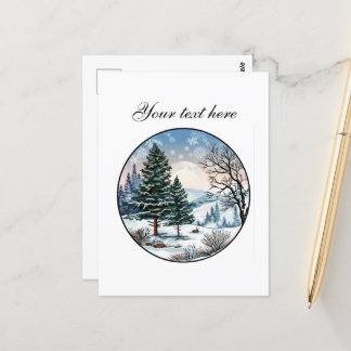 Niedliche Winterlandschaft anpassbar Postkarte