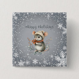 Niedliche Wintermaus mit Berries Button