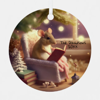 Niedliche Wintermäuse lesen ein Buch Custom Ornament Aus Metall