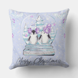 Niedliche Winterpinguin Freunde des Schneeglobe Kissen