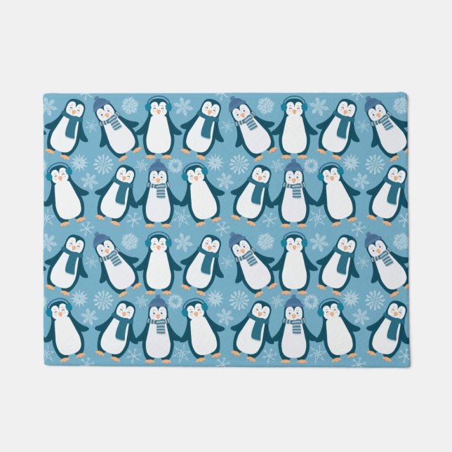 Niedliche Winterpinguine Fußmatte (Vorderseite)