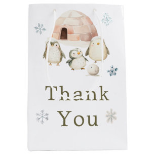 Niedliche Winterpinguine Kinderdusche Mittlere Geschenktüte