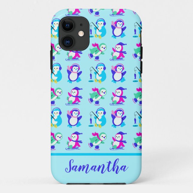 Niedliche Winterpinguine Personalisiert Case-Mate iPhone Hülle (Rückseite)