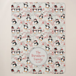 Niedliche Winterpinguine Personalisiert Familienna Sherpadecke