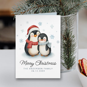 Niedliche Winterpinguine Weihnachten Karte