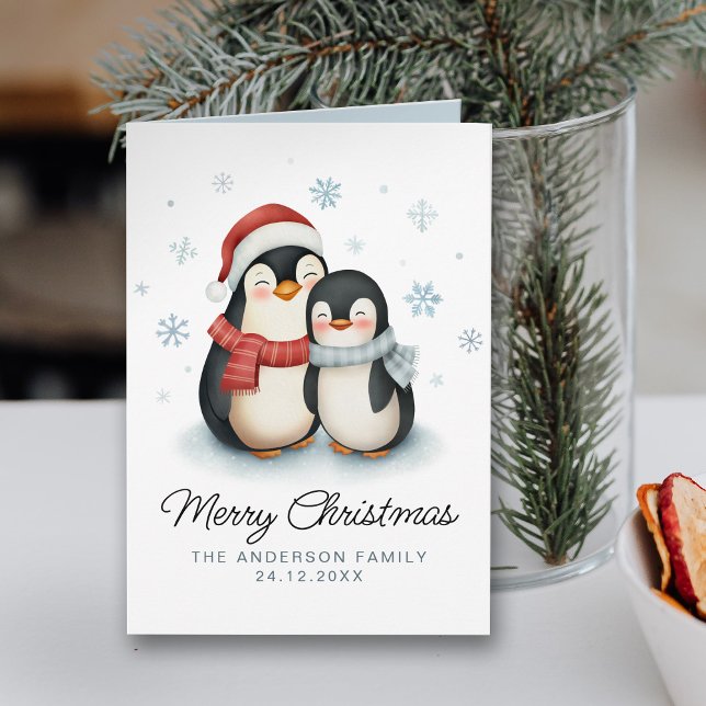Niedliche Winterpinguine Weihnachten Karte (Von Creator hochgeladen)