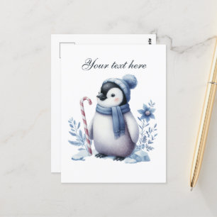 Niedliche Winterpinguinfreunde tragen ihren Namen  Postkarte